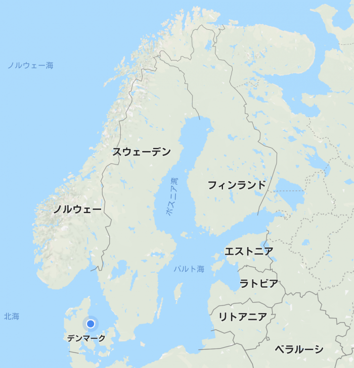 北欧の国々 Google Mapより引用